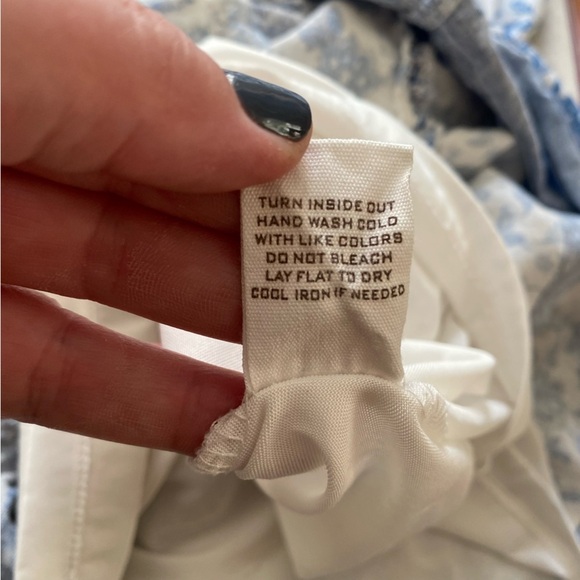 By The River Blue White Porcelain Floral Print Linen Blend Cut Out Midi Dress - Picture 15 of 16